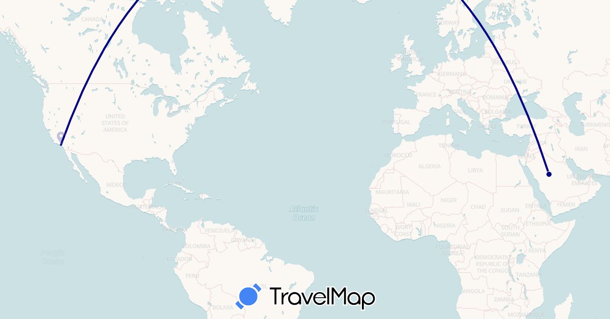 TravelMap itinerary: driving in Saudi Arabia, United States (Asia, North America)